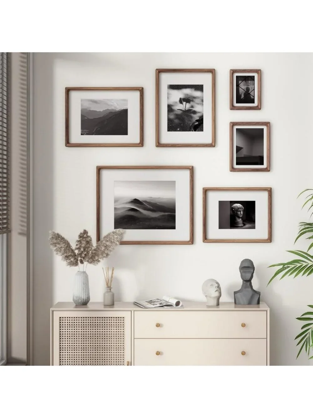 Walnut Hardwood Picture Frame 11x14 with HD Glass & Bevel Cut Mat for 8x10